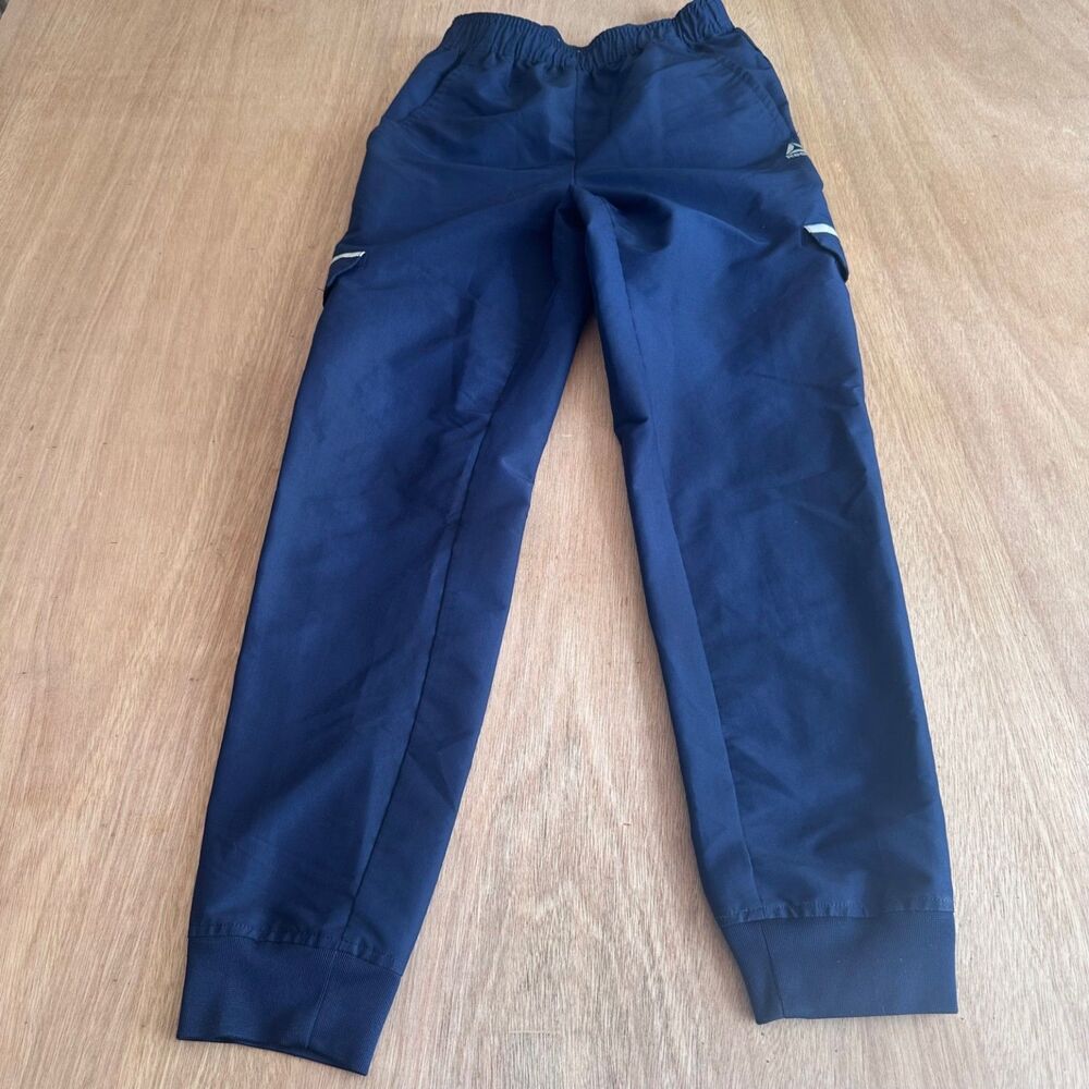Reebok Boys 10/12 Navy Cargo Jogger Pants Elastic Waist Reflective Trim